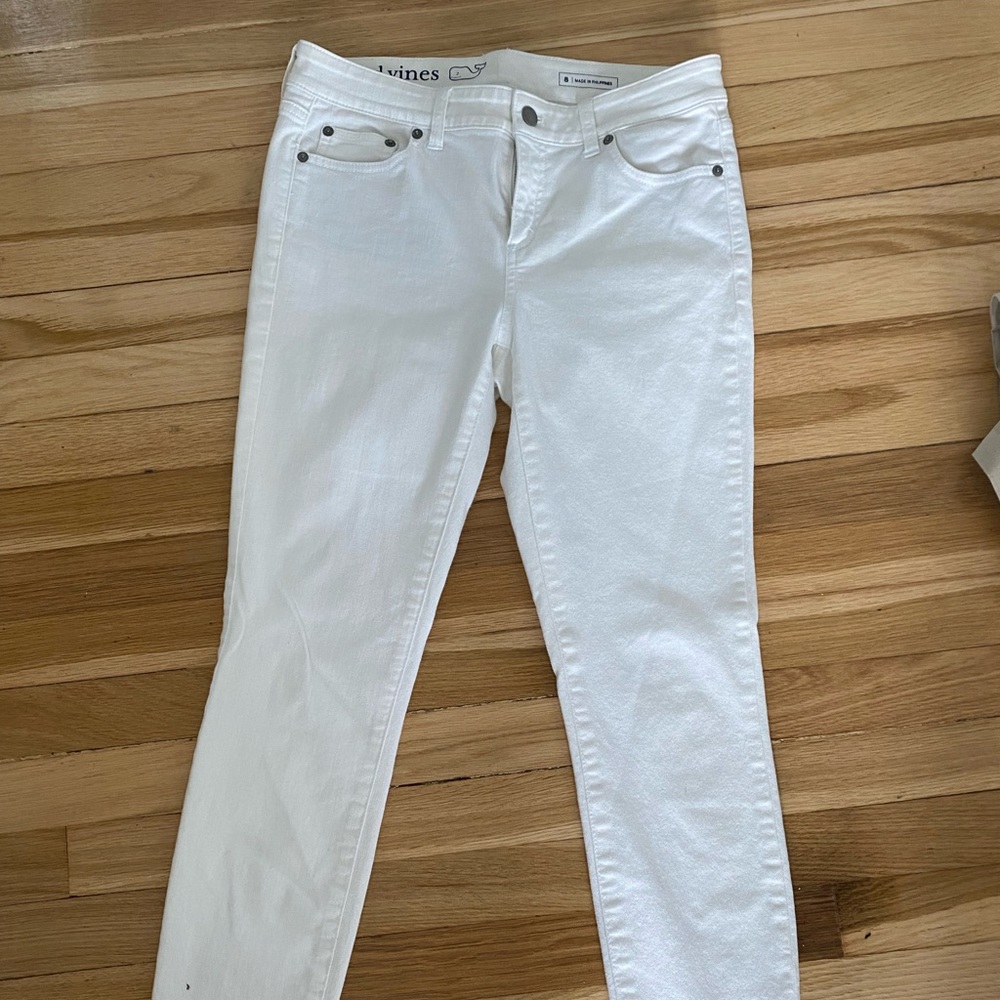 White slim fitted denim pants